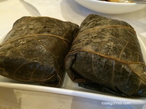 Lo Mai Gai- Sticky rice with meat wrap in lotus leaf